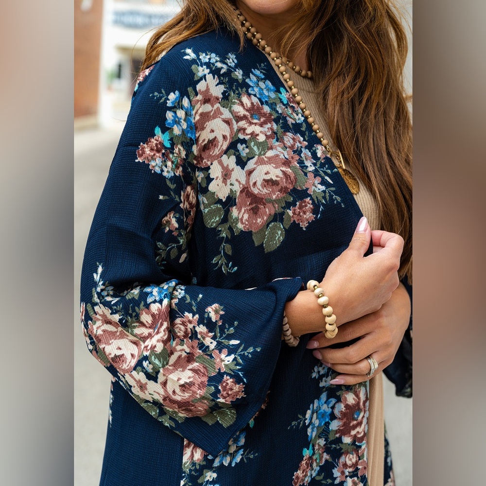 Floral Kimono Wrap Cardigan - Size XL